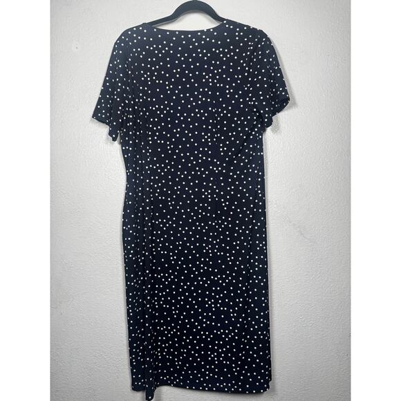 New Talbots Knit Jersey Faux-Wrap Dress Navy Blue White Polka Dot Sz 0X - Picture 6 of 6